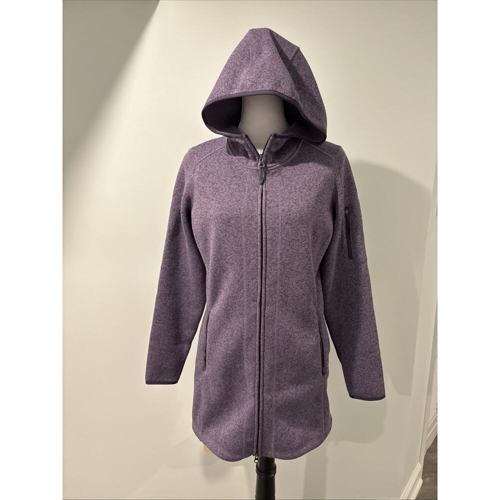L.L.Bean Sweater Fleece Hooded Coat Women’s Small Purple Long Zip Jacket Outdoor